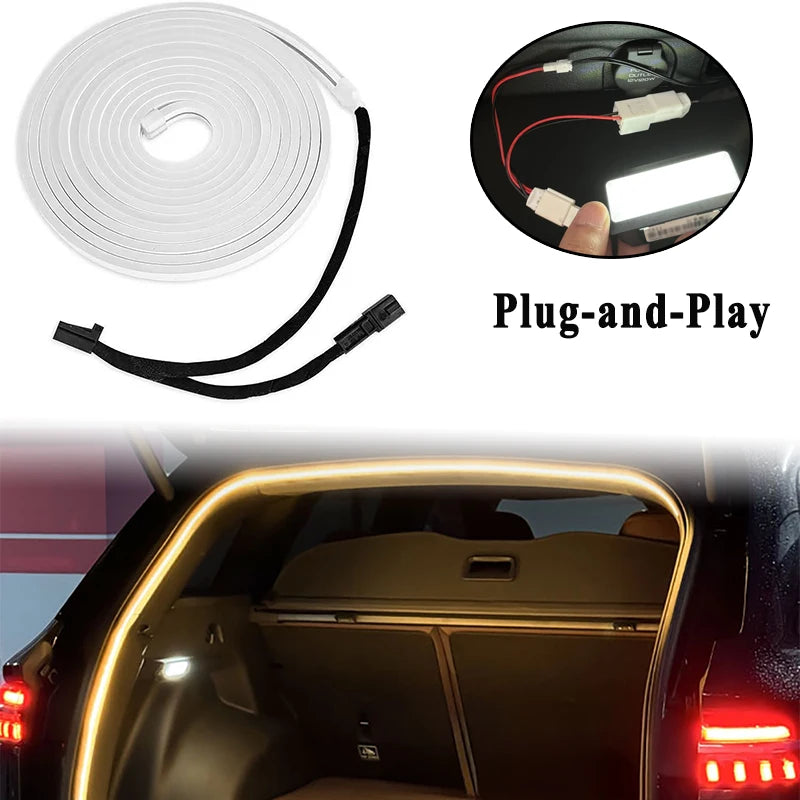 Easy Installation LED Trunk Light Strip White / Amber Light Flexible Rear Boot Decorative Lamp for Geely Monjaro 2021-2024