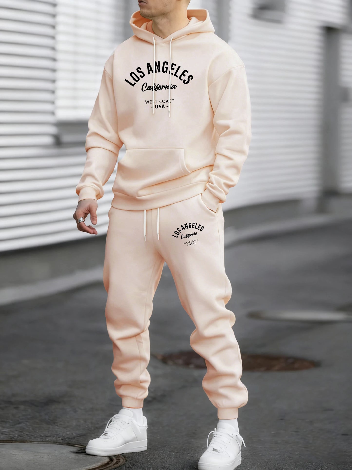 Famous Usa City Of California Print Tracksuit Men Street Pants Fashion Hoodies Fleece Loose Clothes Unisex Autumn Warm Top