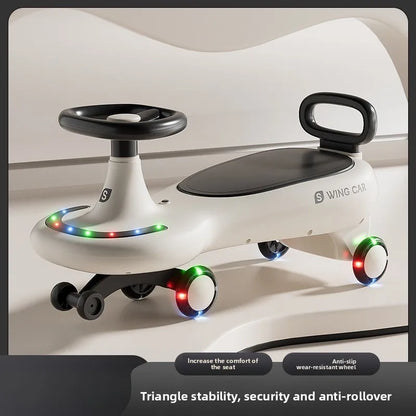 Kids Twist Car Anti Tip 360 Swivel Silent Glow Wheels Rideable Adult Seating Boys Girls Baby Child Twisting Car Anti Rollover