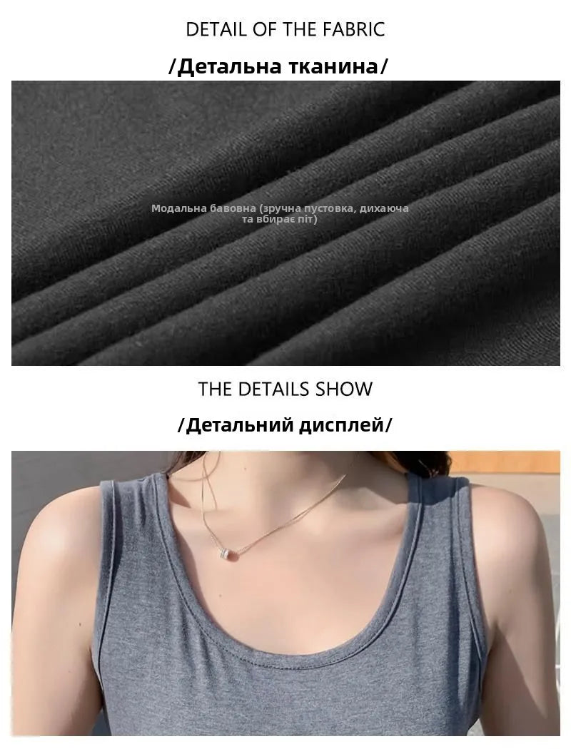 Summer Thin Modal Long Dress Women Loose Black Versatile Dress Strap Vest Skirt Sleeveless Large Size A-Line Korean Style