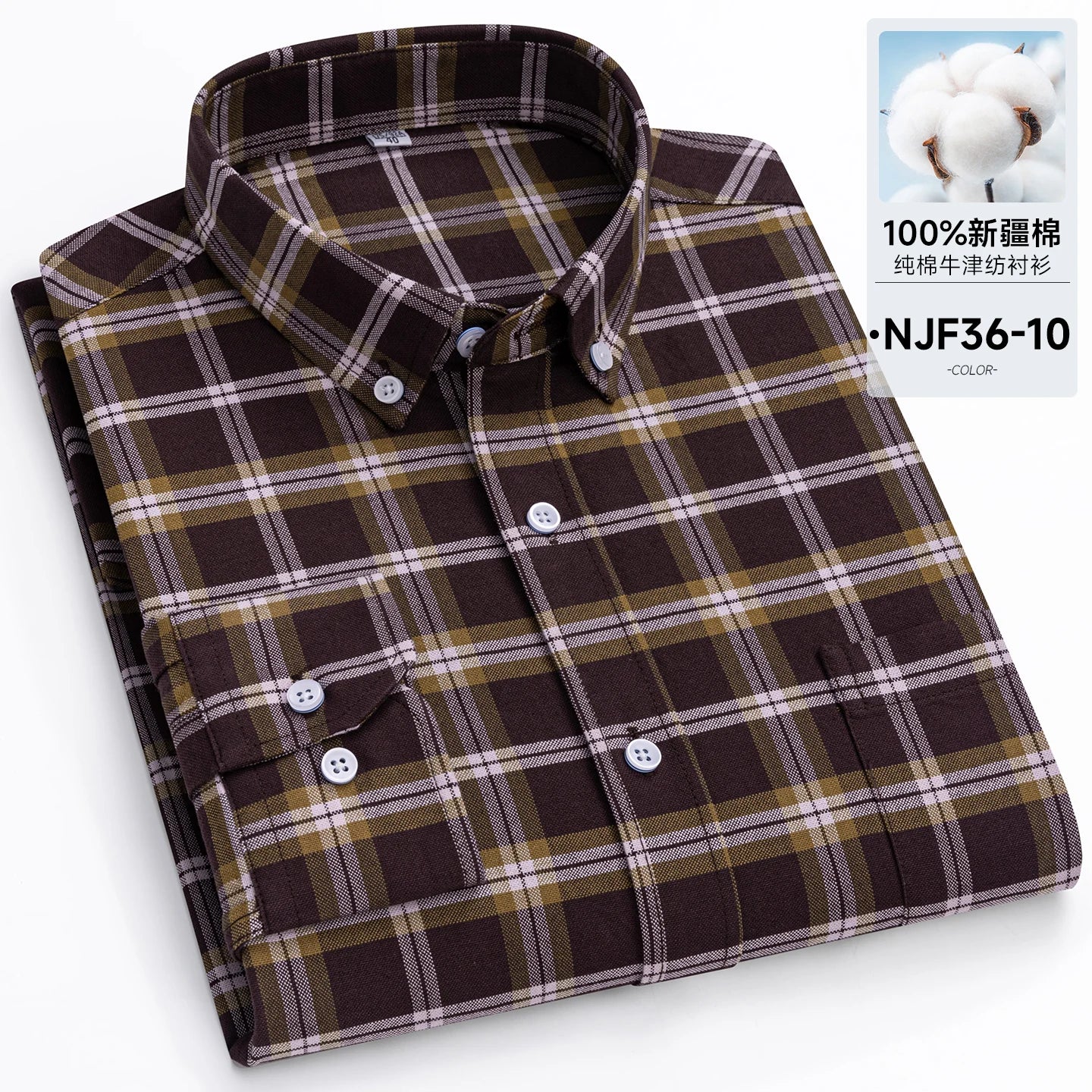 New in Tops Pure Cotton Oxford Plaid Striped Shirts For Men Long Sleeve Classic Business Formal Slim Fit Casual Designer Clothes