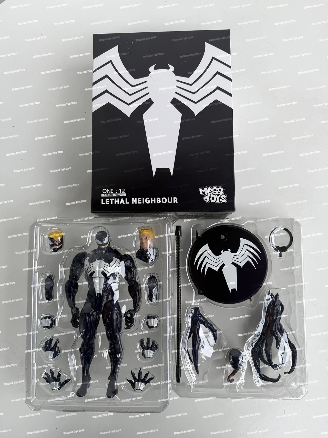 NEW Mess Toys Lethal Neighbor Venom Symbiotic Spider Man Messtoys Black Suit Spiderman Anime Action Figure Model Doll Gifts Toys