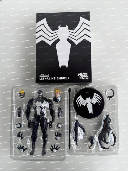 NEW Mess Toys Lethal Neighbor Venom Symbiotic Spider Man Messtoys Black Suit Spiderman Anime Action Figure Model Doll Gifts Toys