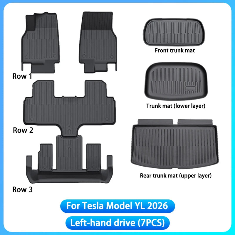 For Tesla New Model YL Launch 2026+ Car Floor Mats Cargo Liner Trunk Mats Backrest Kick Pads Protection Car Interior Accessories