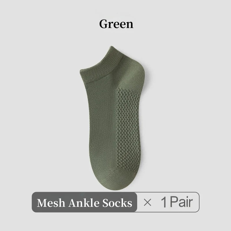 1/4/7 Pairs Men's Mesh Breathable Ankle Socks & Crew Socks - Lightweight Cotton Low Cut No Show Socks for Sports, Spring Summer