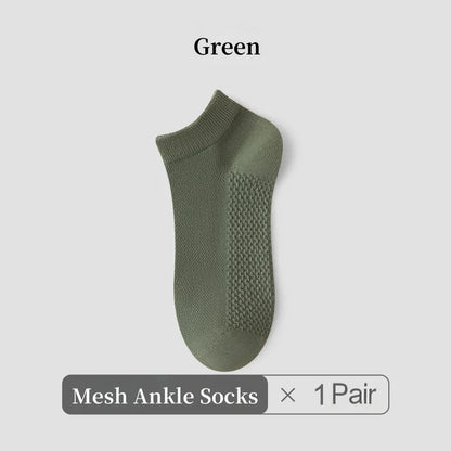 1/4/7 Pairs Men's Mesh Breathable Ankle Socks & Crew Socks - Lightweight Cotton Low Cut No Show Socks for Sports, Spring Summer