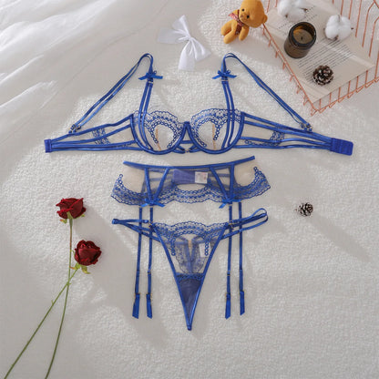 Ellolace Seductive Lingeries Sexy Hot Fantasy Bowknot Diamond Girl 3PCS Set Honey Premium Woman Underwear