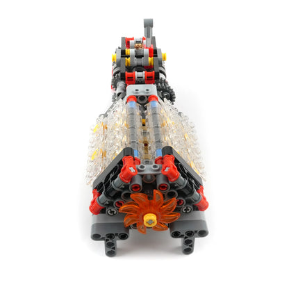 MOC 6-speed Gearbox Differential Gears Technology Building Blocks Parts Transmission V16 Engine Assembly Bricks M/L Motor