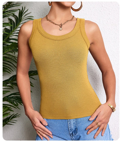 6/3/1 Piece Ladies Bottoming Solid Color Fashion Threaded Vest Casual Joker Sports Girl Mixed Color Combination Coat Parent-chil