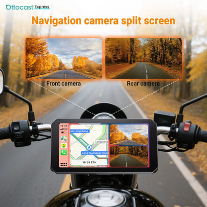 Ottocast Express Motorcycle Display 6.0 inch IP67 Waterproof GPS Wireless Carplay Android Auto DVR Drive Recorder Moto Monitor