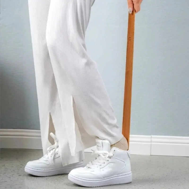 Long Magnetic Shoehorn 55cm Wooden Handle No-Bend Flexible Shoe Lifter for Elderly Pregnant Women