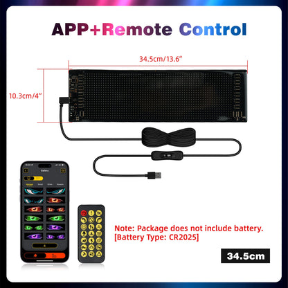 BEVINSEE RGB LED Matrix Pixel Panel, APP Control USB 5V Car Windshield Display, Scrollable Animation Sign Light for Car Truck