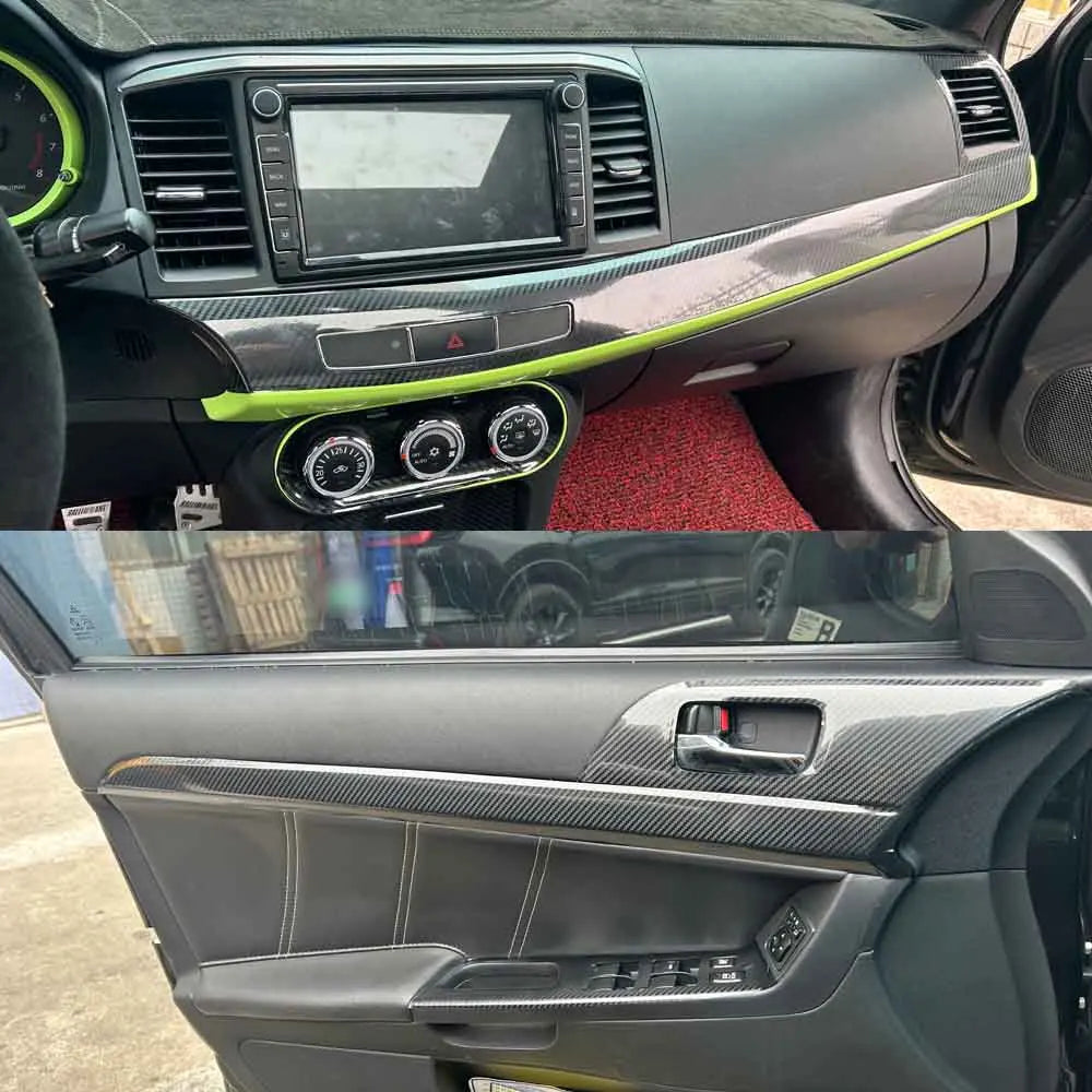 For Mitsubishi Lancer EX2009-2016 Interior Central Control Panel Door Handle Carbon Fiber Stickers Decals Car styling Accessorie
