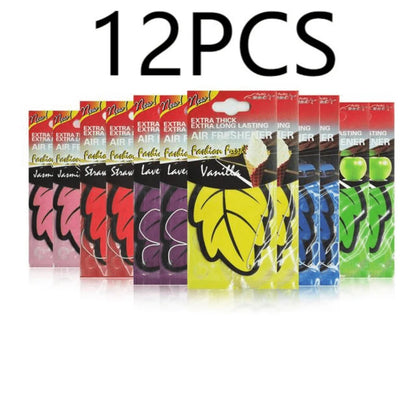 6/12/18/24/48/60pcs Leaf Shape Car Air Freshener Natural Tea Paper Auto Hanging Vanilla Perfume Fragrance Accessories Interior