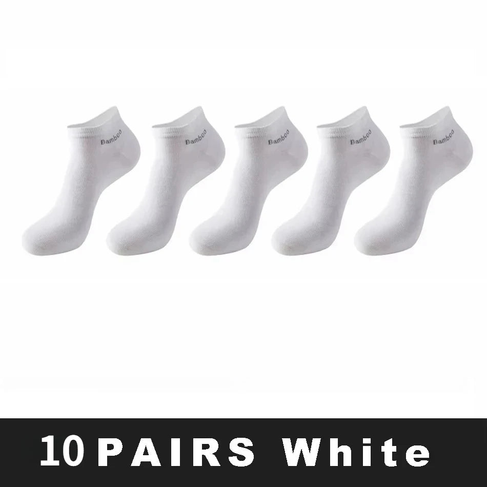 1/5/10 Pairs Men's Bamboo Fiber Ankle Socks High Quality Breathable Anti-Bacterial Casual Short Socks Size 38-45
