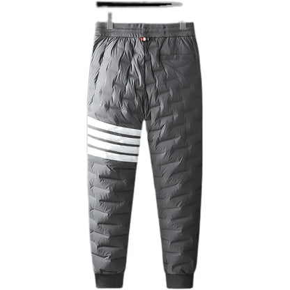 Thickened Warm Waterproof Durable down Trousers Men's Fashionable Trendy Cuffed Elastic Outerwear Casual Slim Fit Long Pants
