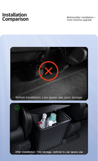 YZ For Tesla Model 3 Higland Y Juniper 2026 Rear Trash Can Storage Box With Cover Car Speical Organizer Umbrella Box Accessories