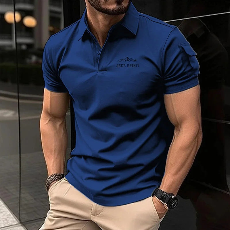 Jeep Spirit Polo Shirt Summer Men's Short Sleeve Casual Business Shirt Paired with Collar Shirt