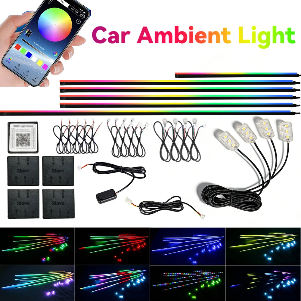 Car Ambient Lighting Acrylic Led Lights Kit for Car for BMW Door Light Car Fiber Optic Light RGB Led Strip Light Interior Light