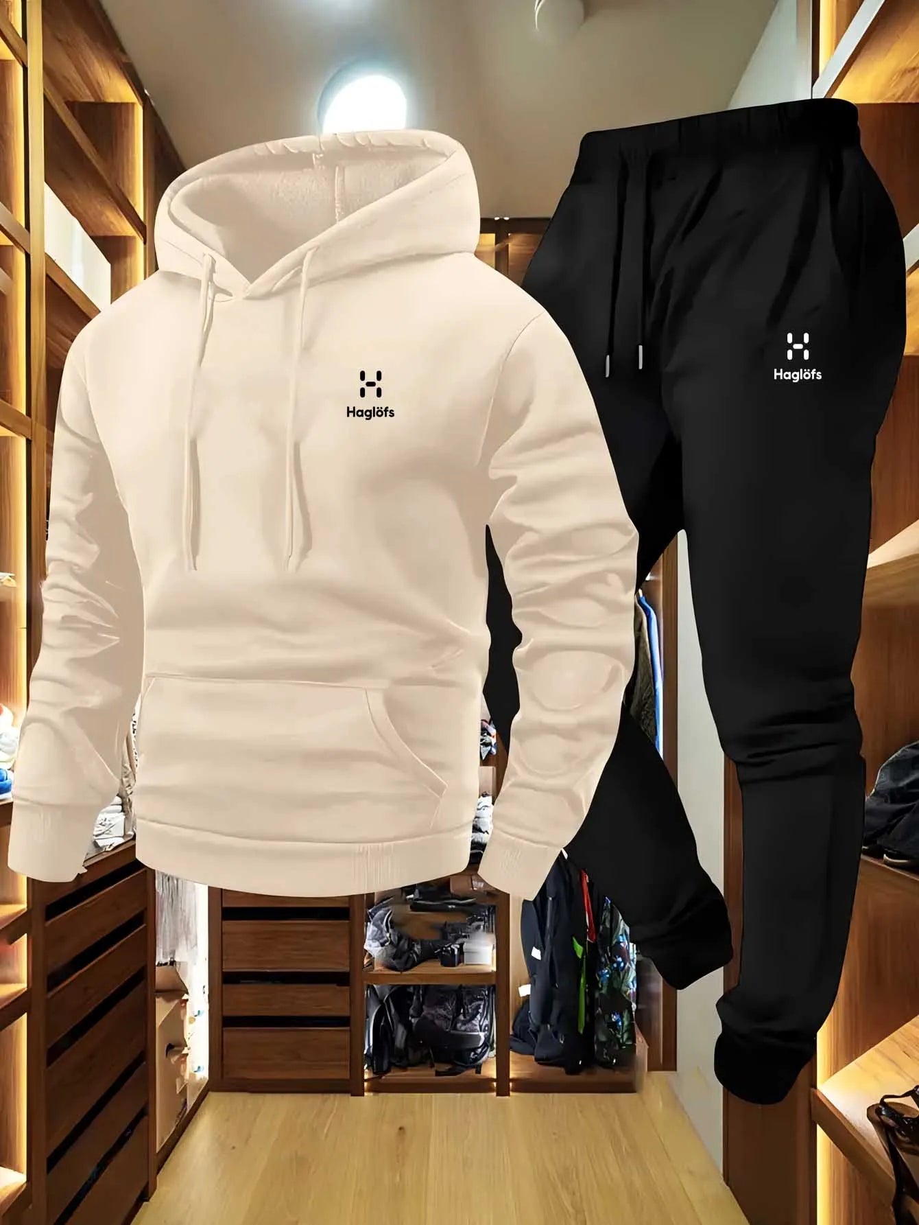 Soft Comfortable Fabric Men's Autumn Winter Casual Two-Piece Hoodie Sweatshirt Long Pants Suit with Pockets Regular Fit Outdoor