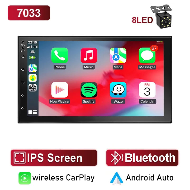 XIMA 7 Inch 2 Din Wireless Carplay Android Auto Car Radio Multimedia Video MP5 Player With BT FM Stereo Autoradio Audio USB TF