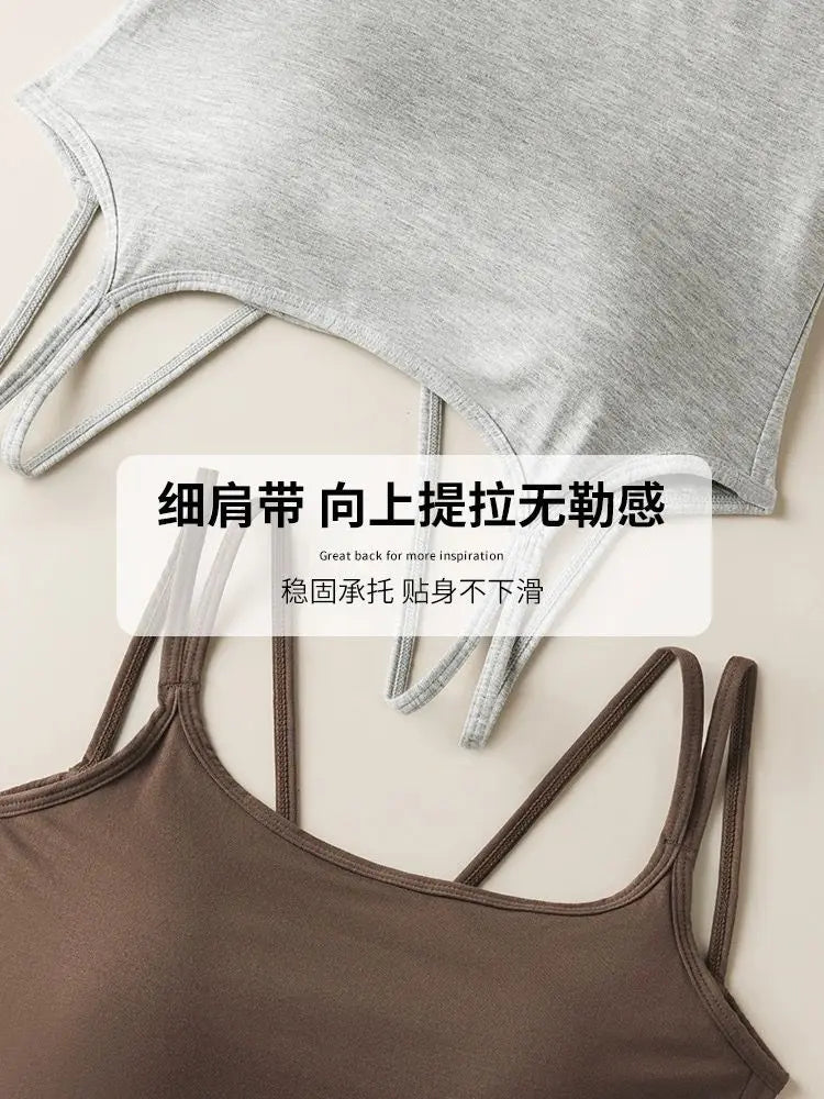 For 40-100kg Modal Camisole Top Plus Size with Chest Pad Integrated Suspenders Vest for Women Base Underwear Tank Top