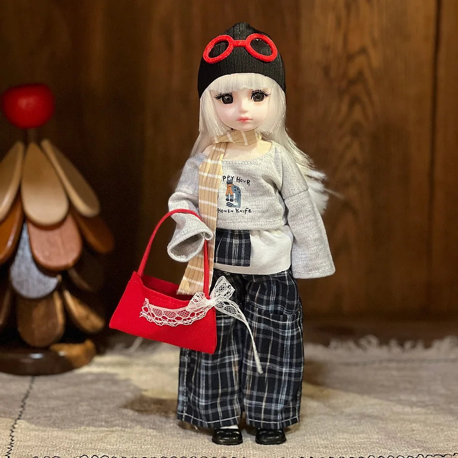 30cm 1/6 Fashion Girls Dress Up Doll Movable 20 Joints Cute Sweet Face Festival Gift with Clothes Shoes BJD Princess Doll Toy
