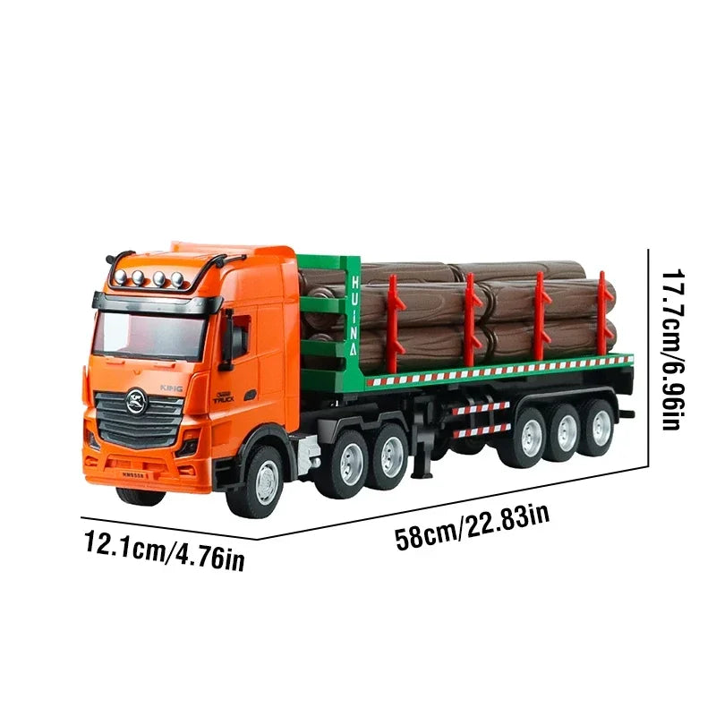 Huina 1313 1/18 9CH 2.4G Remote Control Timber Transport Truck Log Trailer Realistic Carrier RC Construction Logging Car Toys