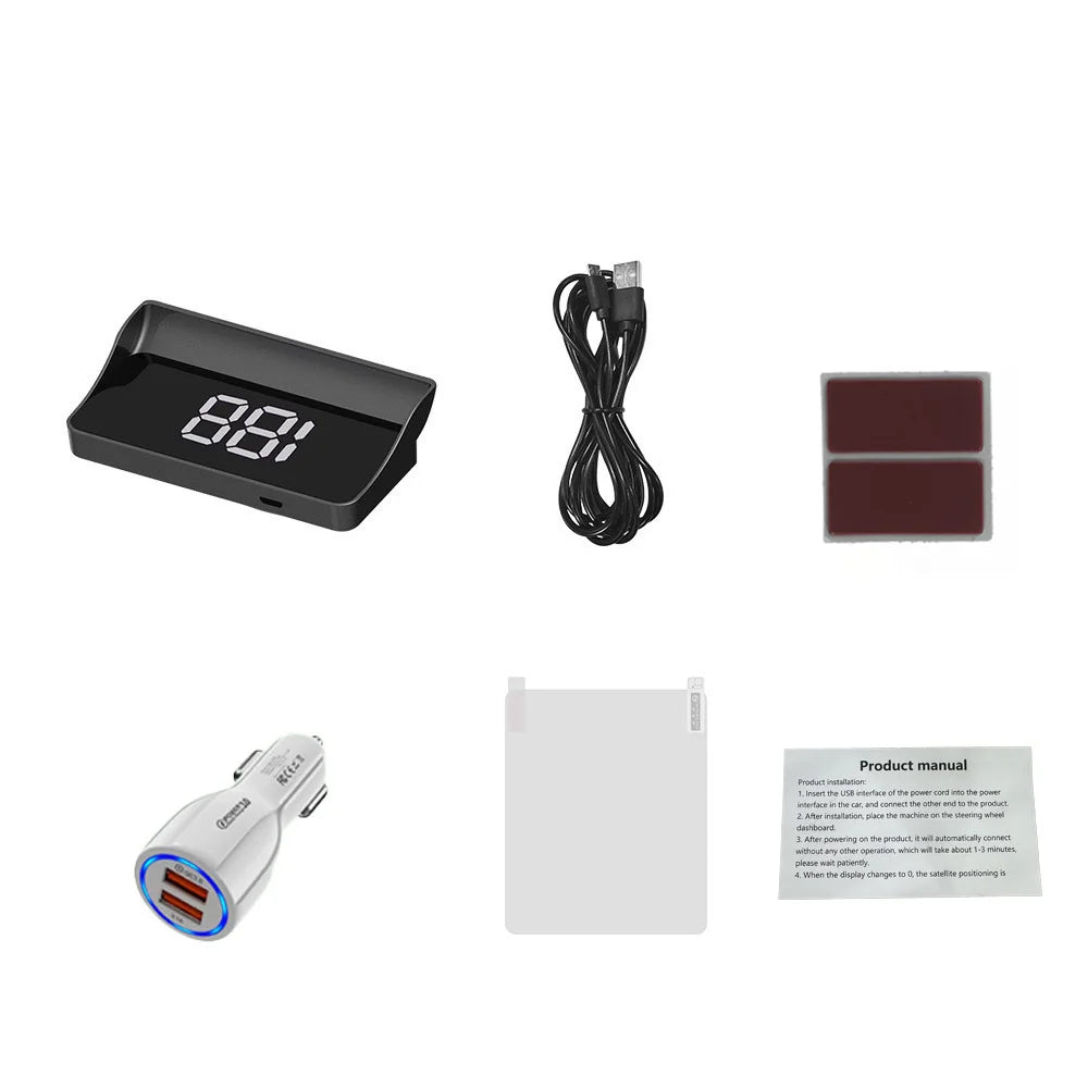 Universal Car HUD Display GPS Speedometer KMH MPH Projector Plug and Play Auto Accessories Windshield Anti-Glare Head Up Display