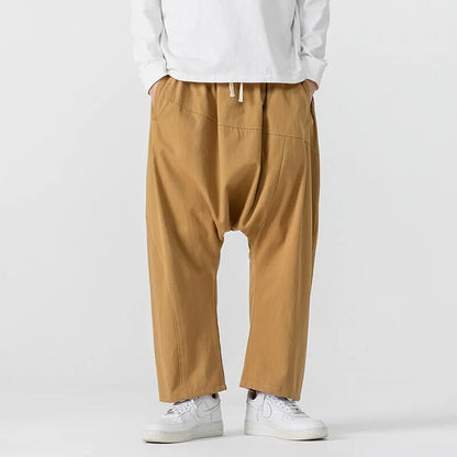 Wide Leg Pants Men's Casual Hip Hop Streetwear Pants Men's Japanese Styles Haori Cotton Linen Loose Harun Trousers Plus Size 5XL