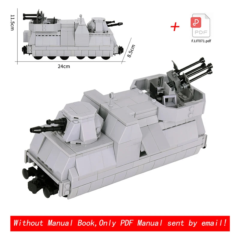 26cm Retro Double-Deck Passenger Train Car Building Blocks Model Green Gray Classic Train Display Toy for Hobbyists