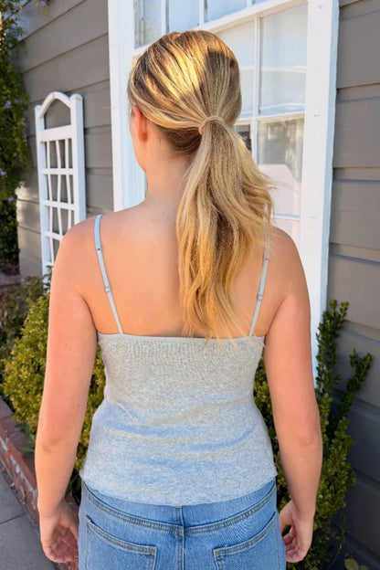 Brandy Melville Pure Cotton Three-Button Base Layer Vest Sweet Style V-Neck Sleeveless Tank Top for Women Spring Summer