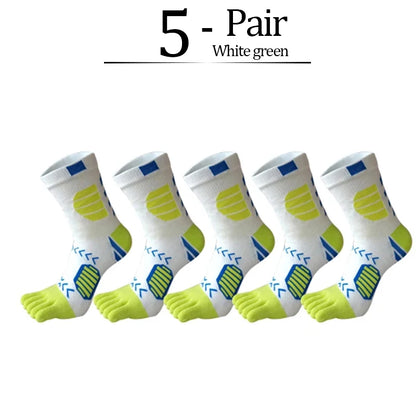 5 Pairs Sport Toe Socks Compression Pure Cotton Sweat-Absorbing Colorful Bike Marathon Fitness Outdoor Basketball 5 Finger Socks
