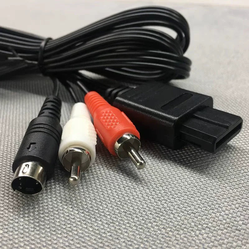 1.8M S-Video Cable for N64 SNES Game Cube AV Audio TV Cord RCA Adapter Game Console Accessory