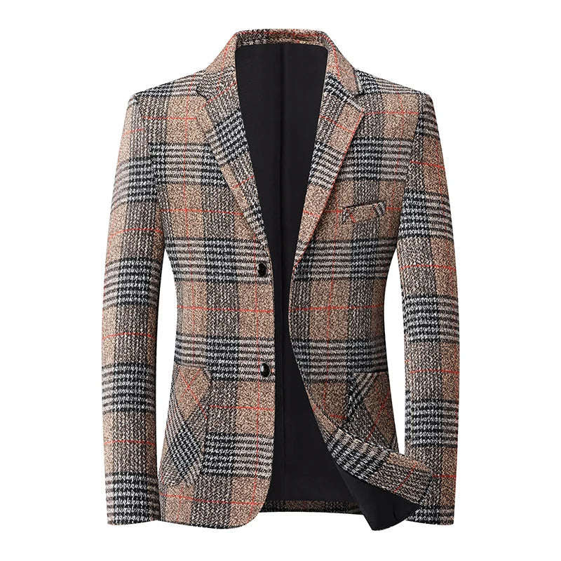 Blazer  New Stylish and Slimming Middle-aged Business Casual Checkered Wedding Banquet Host Men Outdoor Performance Blazer 2026