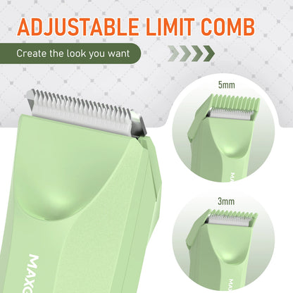 MAXGROOM Body Hair Trimmer Shaver for Men Ball Trimmer for Groin Pubic Replaceable Ceramic Blade Electric Razor Waterproof