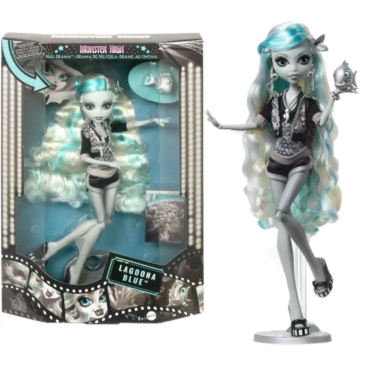 Monster High Reel Drama Lagoona Blue G1 Classic Black White Reproduction Collectible Fashion Doll For Adult Collectors