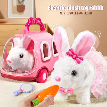 Electronic Rabbit Children Plush Walking Pets Have Sound Moving Dancing Animal Interactive Toy Education 3 Years Brithday Gifts