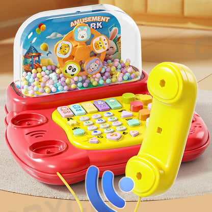 Kids Cartoon Simulation Telephone Toys Piano Keyboard Game Snowfiake Flashing Light Music Story Machine Baby Educational Toy