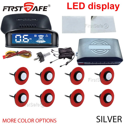 Parking Sensor Kit Car LCD Display Backlight Reverse Radar Monitoring System 8 16.5mm 12V 6-Color Sensors