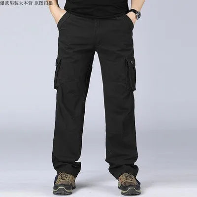 Hot Style, Fashionable, Multi-pocket Men's Work Trousers, Loose Pants, Plus Size Labor Insurance Casual Straight Pants