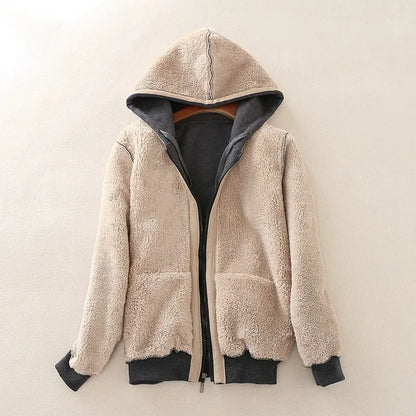 Winter Women Hooded Plush Coat Fleece Hoodies S-2XL Zipper Sweatshirt Long Sleeve Sweater Jacket