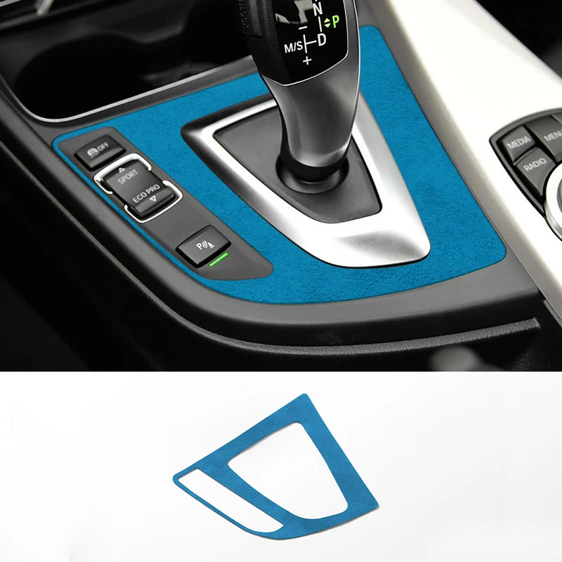 For BMW F30 F34 F36 Gear Shift Control Panel Trim Frame Decorative Sticker Made of Alcantara Car Interior Tuning Accessories