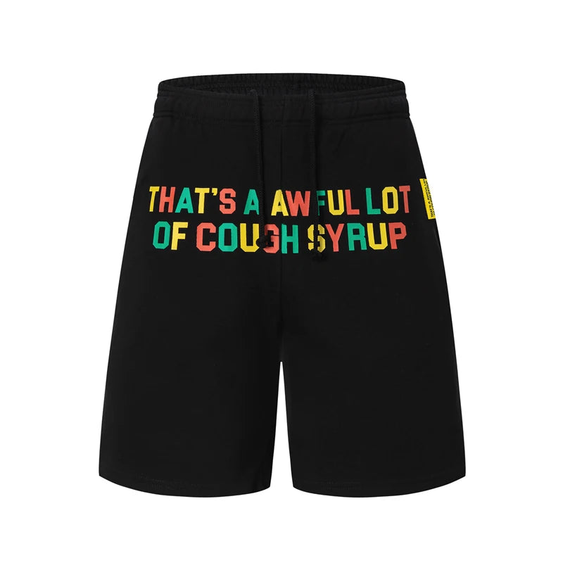 2026 New That's A Awful Lot of Cough Syrup Men's Casual Shorts Snow Mountain Print Shorts Loose Casual Beach Shorts