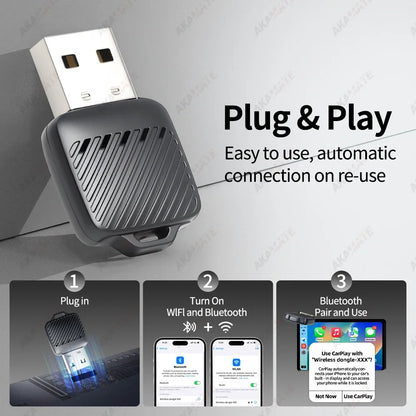 Wireless CarPlay Android Auto 2 in 1 Adapter AI Smart Box Dongle for Wired CarPlay Car Intelligent System Plug Play 5GHz WiFi
