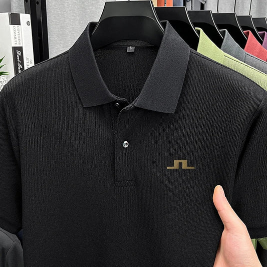 Korean-Style 100%cotton Men Summer Short-Sleeved Polo Shirt Lapel Button Various Colors Stamp Leisure Hot-Selling Men's Clothing