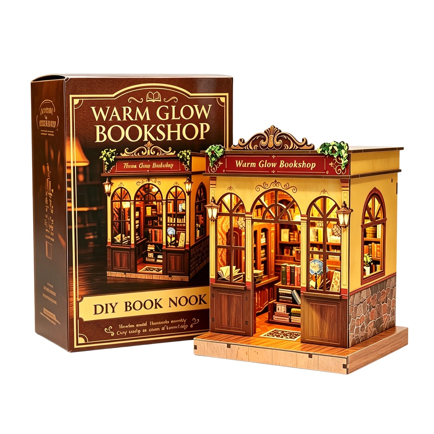 Retro Bookstore Miniature Dollhouse 3D Wooden Puzzle DIY Handmade Assembly Model Kit Home Decoration Birthday Gift For Adults