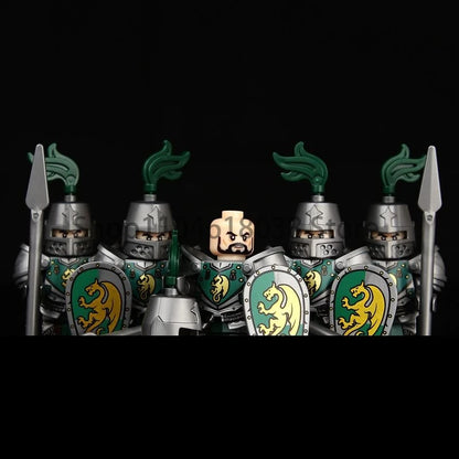 Green Dragon Raven Knights Shield Action Figures MOC Medieval Ancient Knights Scene Building Block Creative Toys for Children