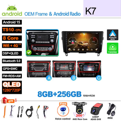 Car Radio For Nissan X-Trail Qashqai 2 J1T32 Qashqai J10 J11 2014 2015 2016 2017 2018 2019  Wireless WIFI GPS Carplay Auto DVD