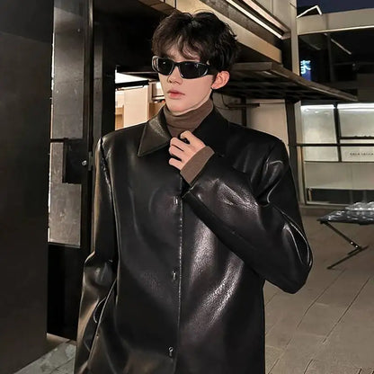 LUZHEN Fleece 2025 Liner Winter Brushed New Warm Fashion Leather Jacket Men's High Quality Trendy Shoulder Pad Male Coat JY7075